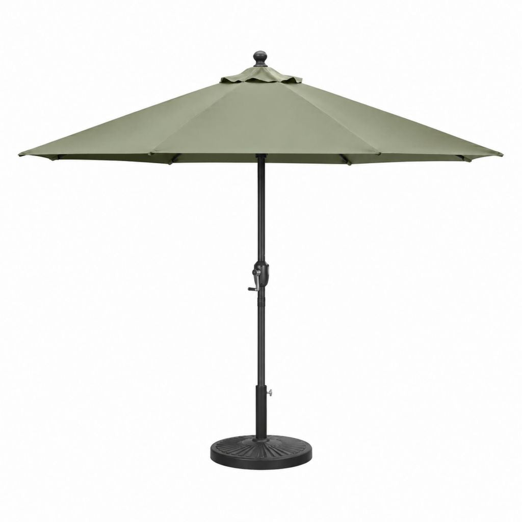 Parasol de jardin rond vert en polyester avec mât en acier 300 cm