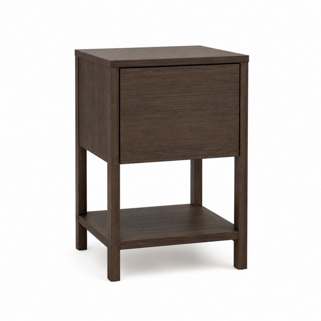 Table de chevet avec tiroir marron foncé en panneaux MDF rectangulaire 45 x 40 x 60 cm