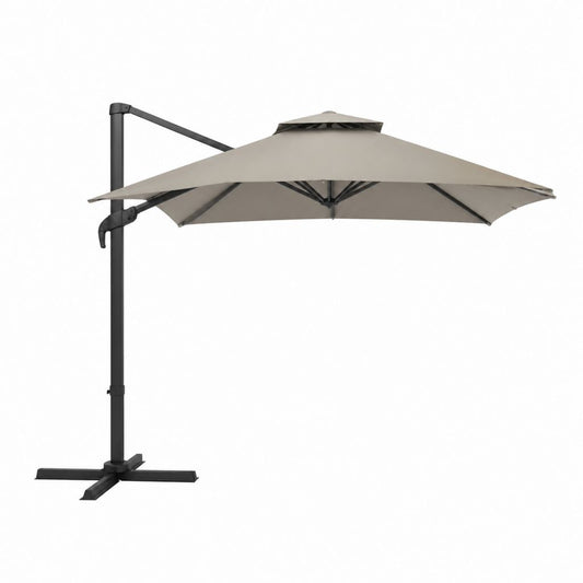 Parasol déporté carré taupe en aluminium et polyester 300 x 300 cm
