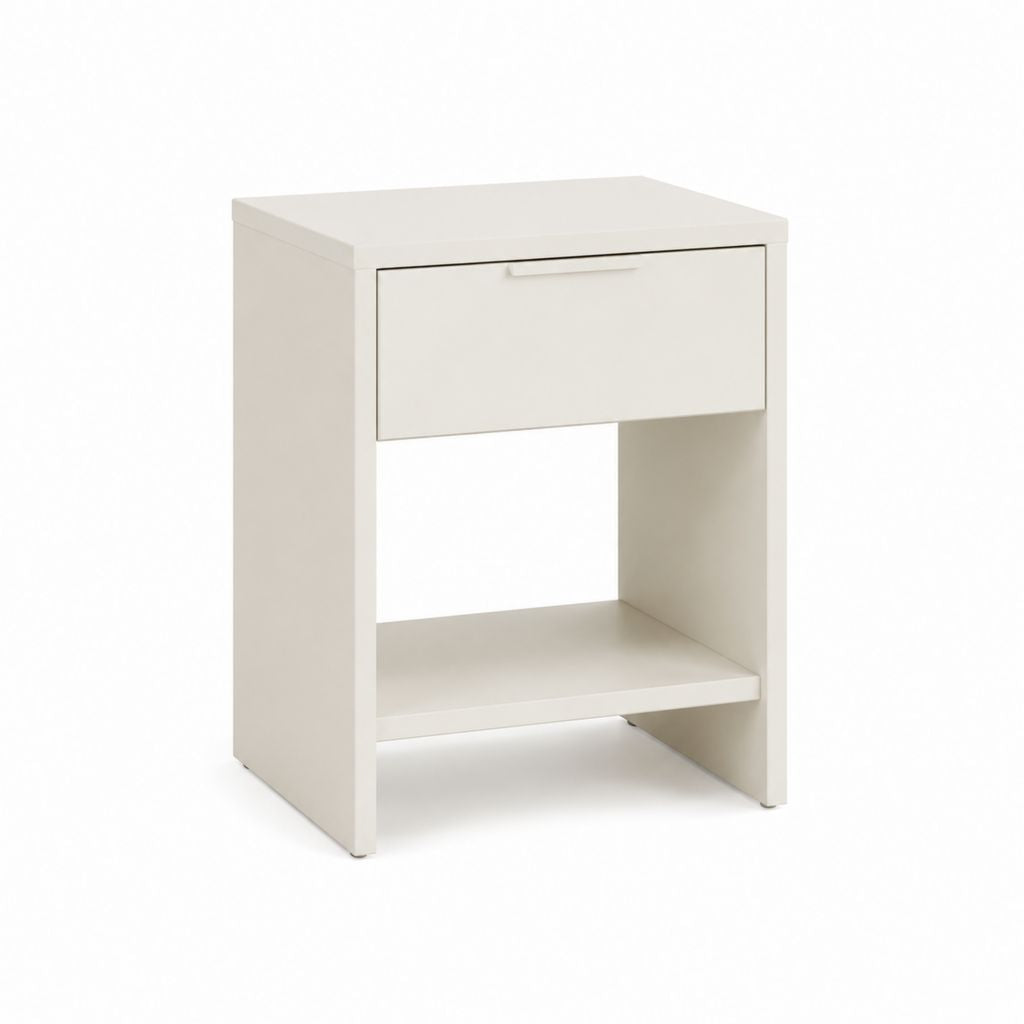 Table de chevet blanche en MDF rectangulaire avec tiroir et tablette 40 x 35 x 60 cm