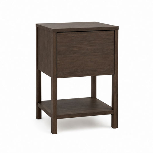 Table de chevet avec tiroir marron foncé en panneaux MDF rectangulaire 45 x 40 x 60 cm